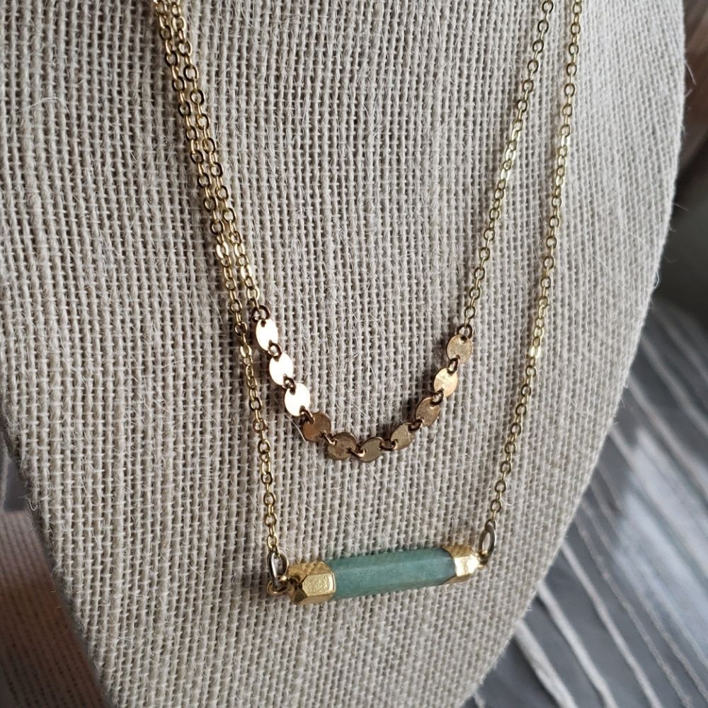 Amazonite Layered Gold Necklace